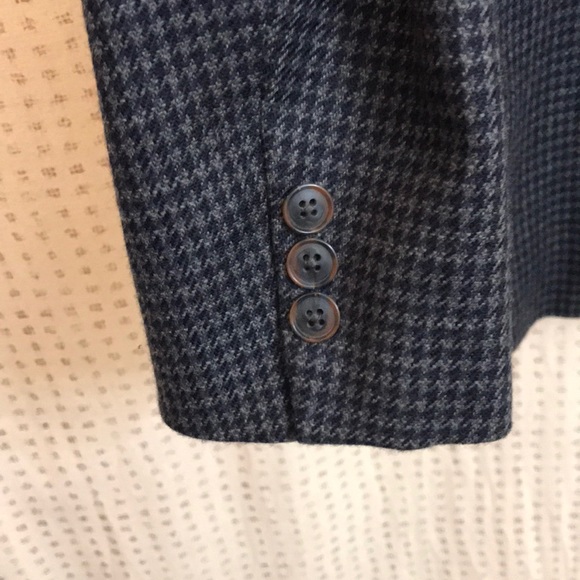 Navy Wool/Cotton Houndstooth Blazer - Picture 4 of 8